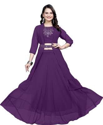 SK LIFESTYLE Embellished Stitched Lehenga with Jacket(Purple)