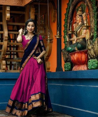 SWAMI STUDIO Solid, Self Design Semi Stitched Lehenga Choli(Pink)