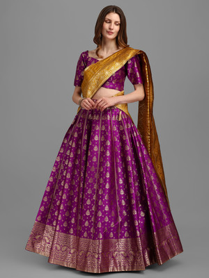 PURVAJA Self Design Semi Stitched Lehenga Choli(Purple)