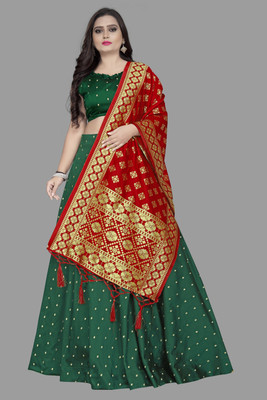 RamKrupa Creation Embellished Semi Stitched Lehenga Choli(Green)