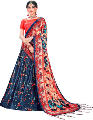 D.G.ITALIYA TRENDZ Printed Semi Stitched Lehenga Choli(Blue, Red)