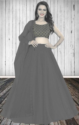 BPN ENTERPRISE Self Design Semi Stitched Lehenga Choli(Grey)