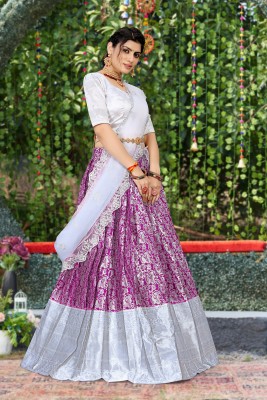 Aatvi Self Design Semi Stitched Lehenga Choli(Purple)