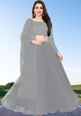 BIPIN ENTERPRISE Embroidered Semi Stitched Lehenga Choli(Grey)