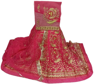 SHREE AMBEY TRADING Embroidered Semi Stitched Rajasthani Poshak(Pink)