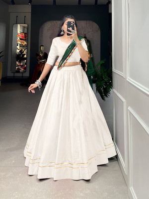 AAYUSHYAM ENTERPRISE Self Design Semi Stitched Lehenga Choli(White)