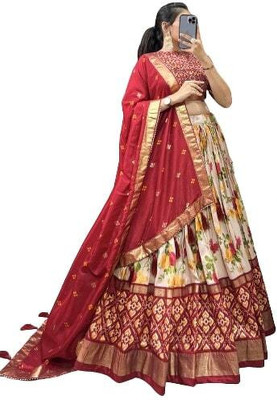 AAYUSHYAM ENTERPRISE Self Design Semi Stitched Lehenga Choli(Red)