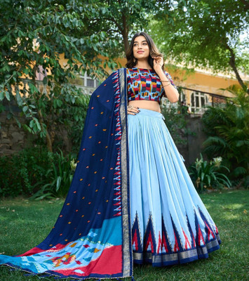 DIVYSTOR Self Design Semi Stitched Lehenga Choli(Blue)
