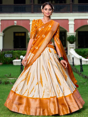 RADHVI BIZ Self Design Semi Stitched Lehenga Choli(Yellow)