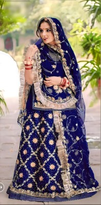 Hemlata Embroidered, Embellished Semi Stitched Lehenga Choli(Blue)