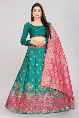 SWAMI STUDIO Self Design Semi Stitched Lehenga Choli(Light Blue, Pink)