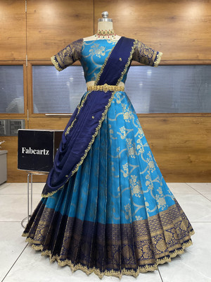 SHREE CREATION Embroidered Semi Stitched Lehenga Choli(Blue)