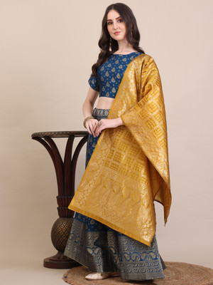 Harshiv Textile Self Design Semi Stitched Lehenga Choli(Light Blue)