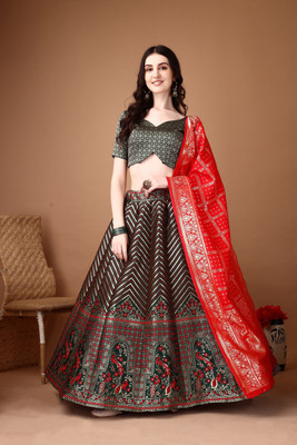 SWAMI STUDIO Embellished Semi Stitched Lehenga Choli(Green)