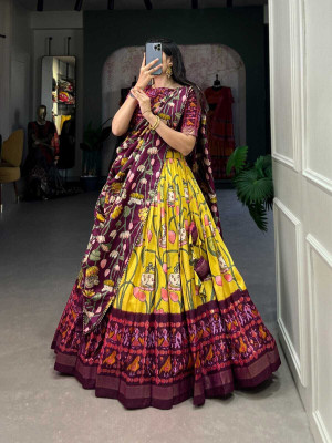 RADHVI BIZ Self Design Semi Stitched Lehenga Choli(Yellow)