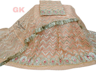 Shreemanji trading Embroidered Semi Stitched Rajputi Poshak(Orange)