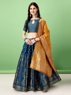 SWAMI STUDIO Self Design Semi Stitched Lehenga Choli(Light Blue)