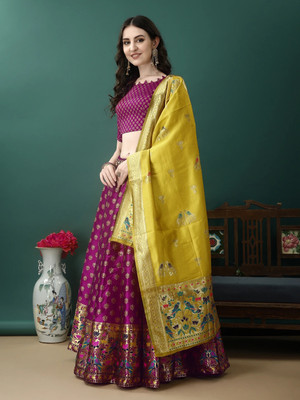 SWAMI STUDIO Digital Print Semi Stitched Lehenga Choli(Purple)