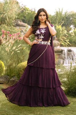 CHHELAJI Self Design Stitched Lehenga Choli(Purple)