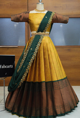 Sonu Creation Embellished Semi Stitched Lehenga Choli(Yellow)