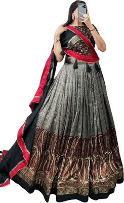 AAYUSHYAM ENTERPRISE Self Design Semi Stitched Lehenga Choli(Black)