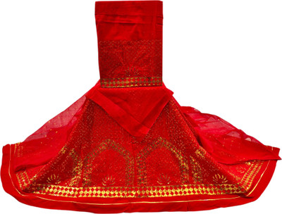 Man Fashion Embroidered Semi Stitched Rajasthani Poshak(Red)