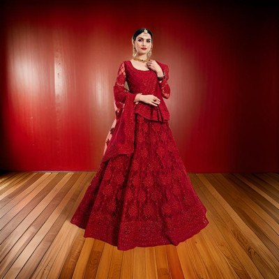 pdf creation Embroidered Semi Stitched Lehenga Choli(Pink)
