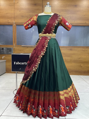 SHREE CREATION Embroidered Semi Stitched Lehenga Choli(Green)