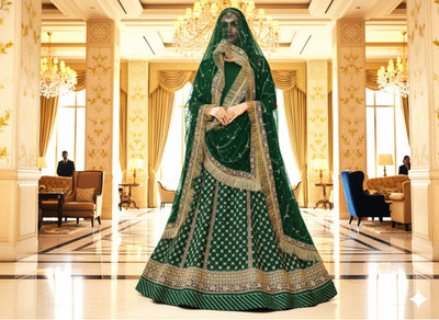SHRIHARI BUSINESS Embroidered Semi Stitched Rajputi Poshak(Green)