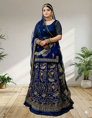 SHREE AMBEY TRADING Embroidered Semi Stitched Rajasthani Poshak(Blue)