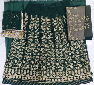 Matarani Embroidered Semi Stitched Rajputi Poshak(Green)