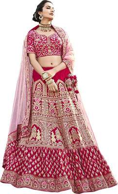 sitaram fab Embroidered Semi Stitched Lehenga Choli(Pink)