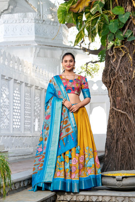 Aika Printed Semi Stitched Lehenga Choli(Yellow)