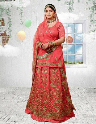 SHREE AMBEY TRADING Embroidered Semi Stitched Rajasthani Poshak(Pink)