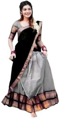 HIGHSTYLE FASHION Ikat Semi Stitched Lehenga Choli(Grey)