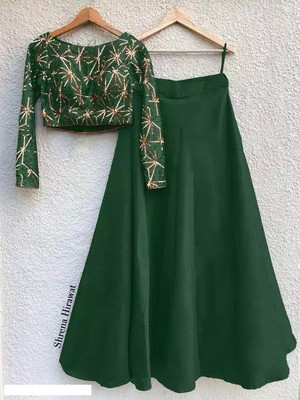 Omstar Fashoin Self Design Semi Stitched Lehenga Choli(Green)