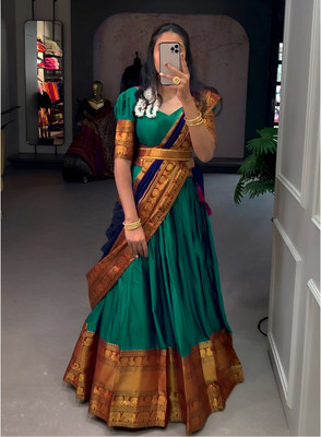 HOUSE OF COMMON Solid Semi Stitched Lehenga Choli(Multicolor)