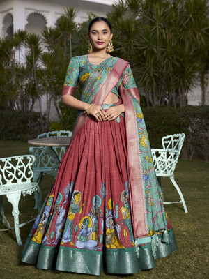 Shrihan Floral Print Semi Stitched Lehenga Choli(Multicolor)