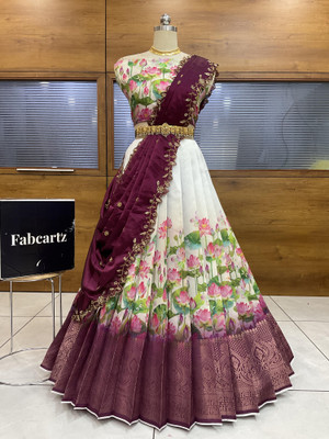 Fabcartz Self Design Semi Stitched Lehenga Choli(Purple)