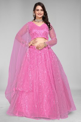 Rivazz Creation Embroidered Semi Stitched Lehenga Choli(Pink)