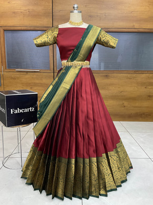 MR Y Self Design Semi Stitched Lehenga Choli(Maroon)