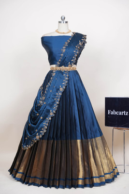 SHREE CREATION Printed Semi Stitched Lehenga Choli(Blue)