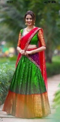 RenvaaniFashion Self Design Semi Stitched Lehenga Choli(Green, Red)