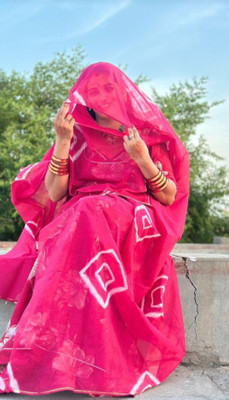 Saroj rajputi poshak Printed Semi Stitched Rajputi Poshak(Pink)