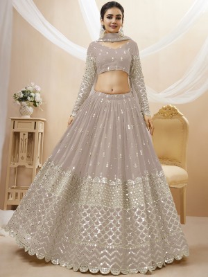 Tasrika Embroidered Semi Stitched Lehenga Choli(Grey)