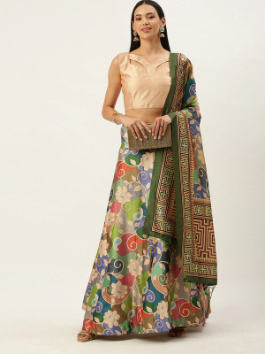 kaizen International Digital Print Semi Stitched Lehenga Choli(Multicolor)