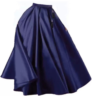 BALAAD CREATION Solid, Embellished, Self Design Semi Stitched Lehenga Skirt(Blue)