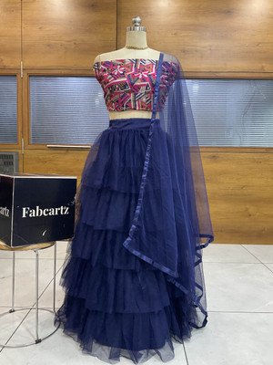 Payu Self Design Semi Stitched Lehenga Choli(Blue)
