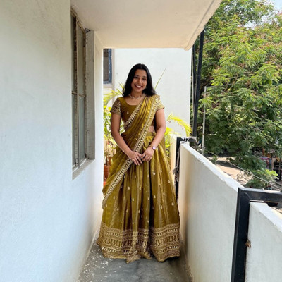 SHREE CREATION Embroidered Semi Stitched Lehenga Choli(Green)