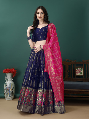 SWAMI STUDIO Self Design Semi Stitched Lehenga Choli(Blue)